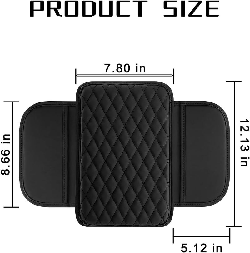 Mandark Car Center Console Cover, Microfiber Leather Vehicle Armrest Protector Cushion with 2 Storage Bags, Auto Interior Arm Rest Seat Box Pad Accessories, Universal for SUV, Sedan, Truck (Black) - Image 2